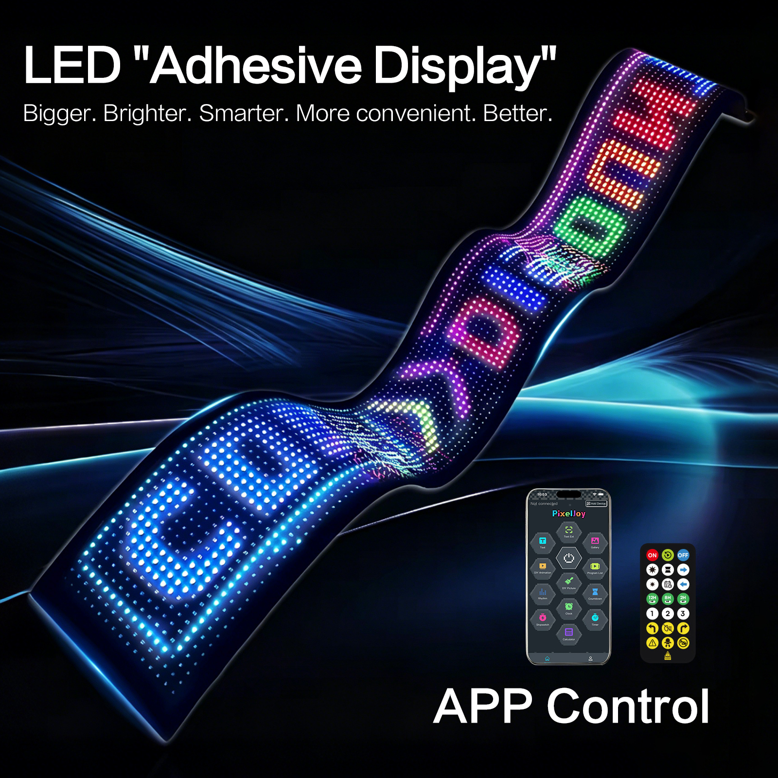 16*32RGB ピクセルソフトスクリーン、USB 5V プログラム可能なスクロールテキスト/アニメーション、カスタムテキスト/パターン/アニメーションスクロール LED ディスプレイ用 APP リモコン DIY 装飾用