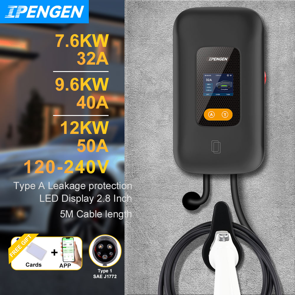 IPENGEN Type1 EV 充電ステーション 32A 40A 50A EVSE ウォールボックス APP 機能 7.6KW 9.6KW 12KW 充電ステーション電気自動車車