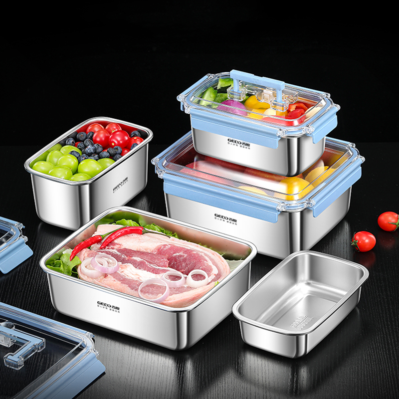 99.9% 抗菌食品保存ボックス LFGB 認証 316L ステンレス鋼肉野菜鮮度保持容器