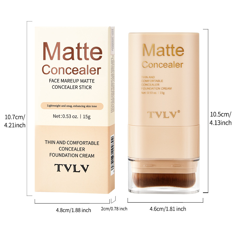 TVLV 多機能コンシーラーファンデーションスティック、長持ちする防水フェイスメイク、ブレンディングブラシ付き回転デュアルヘッド