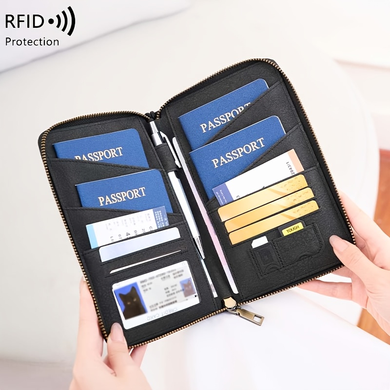Rfid ブロッキングパスポートホルダーマルチコンパートメントトラベルウォレットカード現金 ID ドキュメントオーガナイザーアウトドアビジネス日常使用ケア