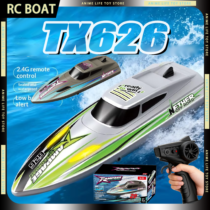 新しい TX626 RC 船高速 RC ボート防水 2.4 グラムハイパワーモーターレーシングスピードボート LED ライト付き夏屋外キッズギフト