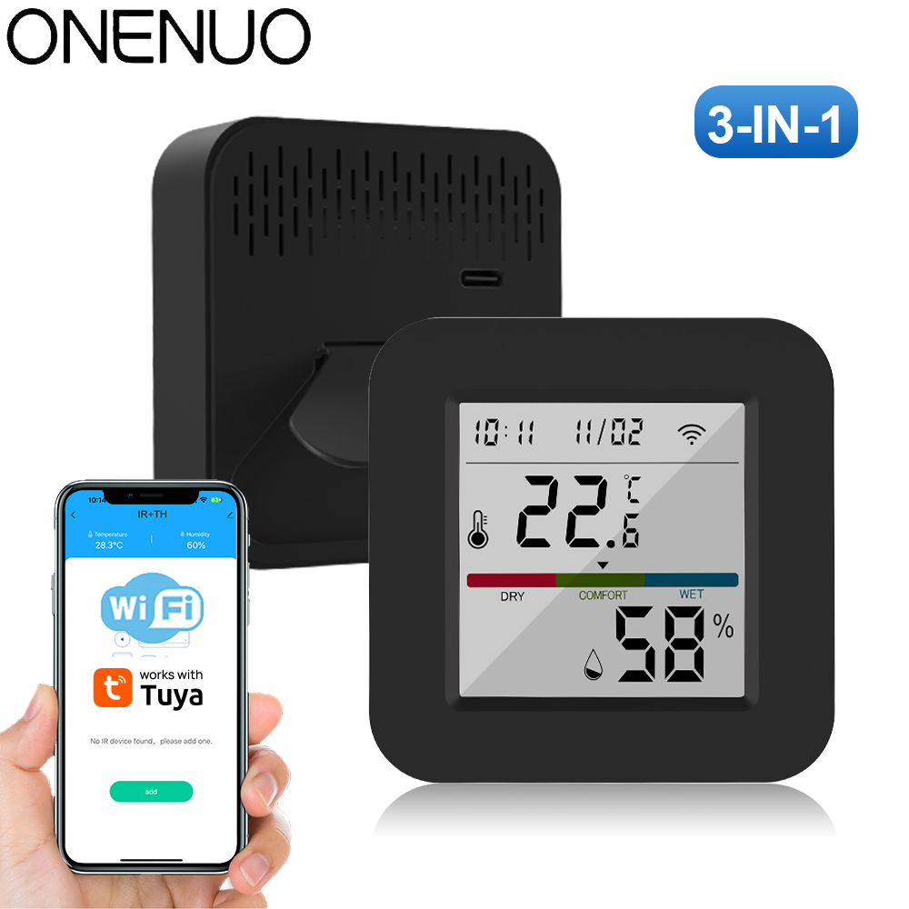 Tuya スマートユニバーサル IR リモコン温度湿度センサー付きエアコンテレビ AC Alexa Google Home Yandex と連携