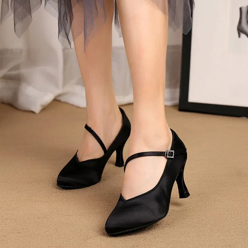 Adult High-heeled Modern Laitn Dancing Shoes Professional National Standard Dance Practice Women Waltz Dancing Shoes Flamenco