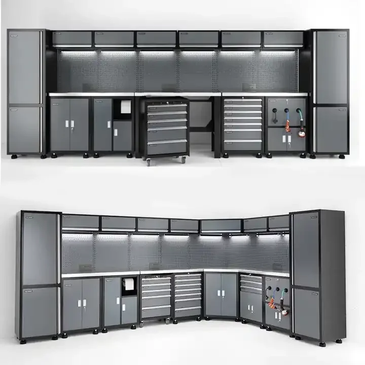 #Modular Garage Workstation with Heavy-Duty Metal Steel Workbench 7 Drawers Storage Cabinets for Garage Tool Storage