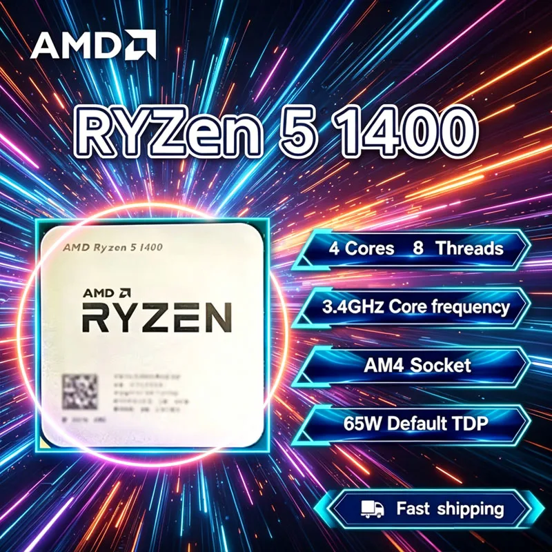 AMD Ryzen 5 1400 AMD R5 1400 CPU 4 コア 8 スレッド 3.4 GHz ロック解除デスクトップ プロセッサ ソケット AM4 ゲーミング CPU パッケージなし