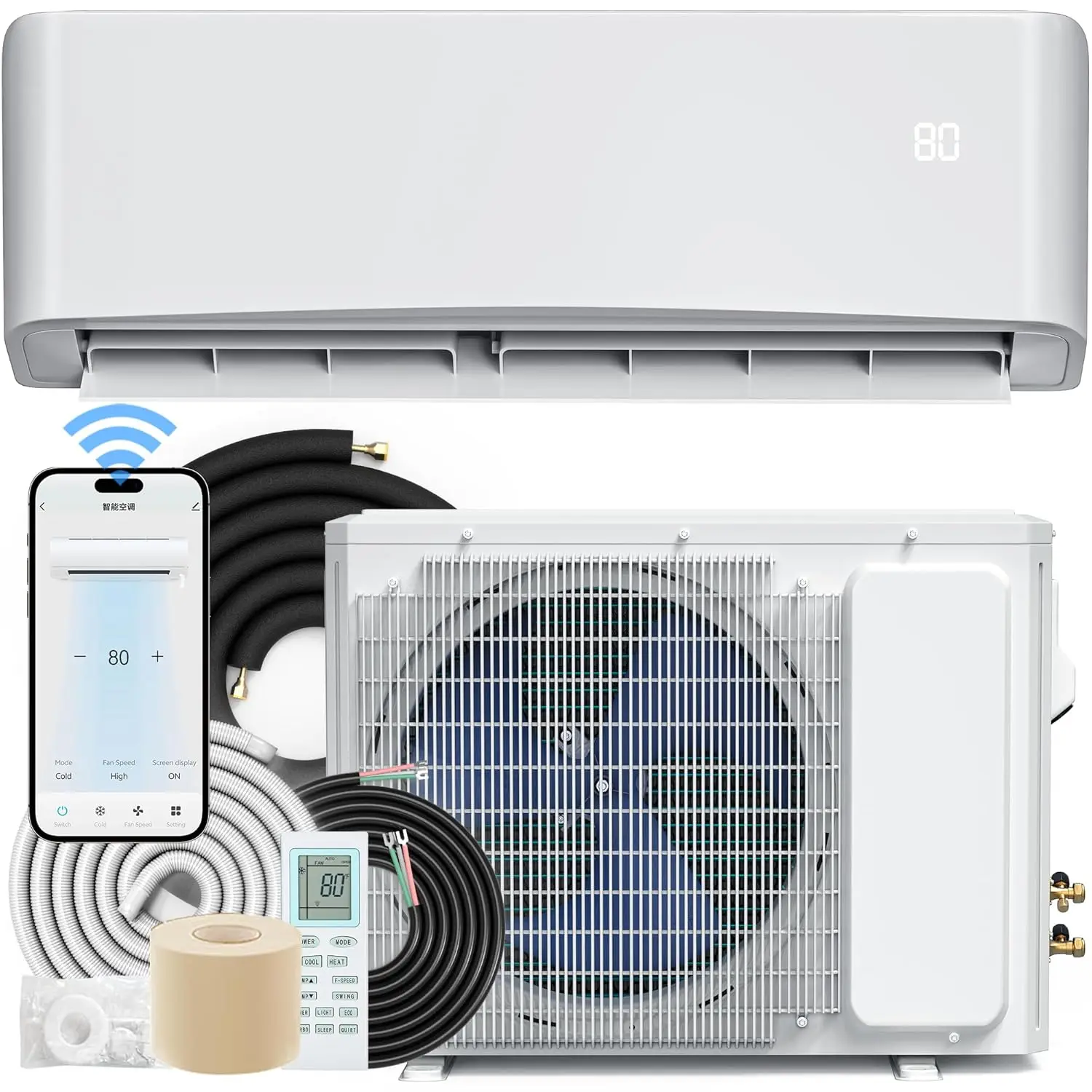 22 SEER2 12000 BTU ミニスプリットエアコンヒートポンプシステム、WiFi 対応 115V インバーターダクトレス AC 冷却まで、カスタマイズ