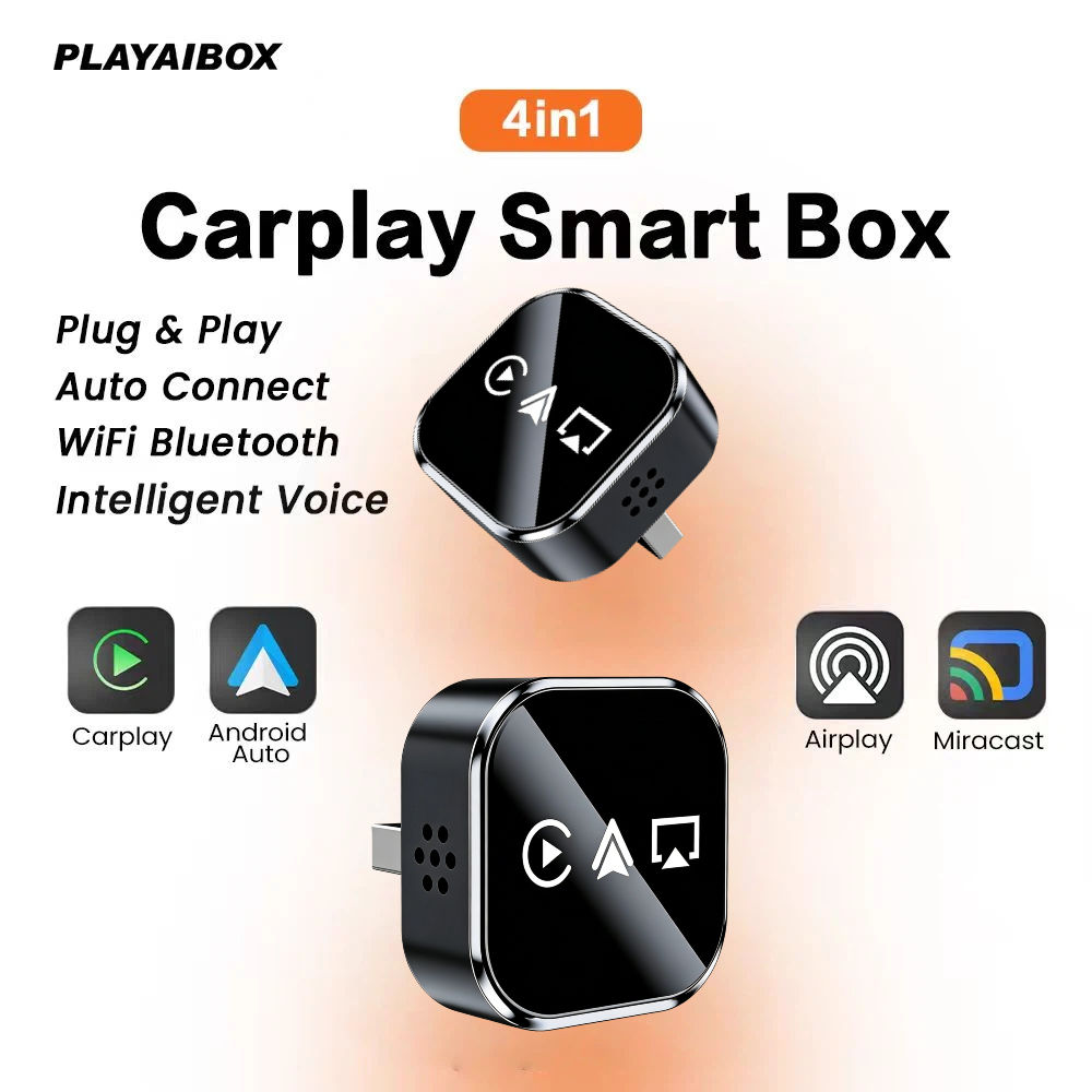 4in1 ワイヤレス Carplay アダプター Android Auto Connect Airplay Mirror Link Screen プラグアンドプレイ Bluetooth (Apple および Android 用)