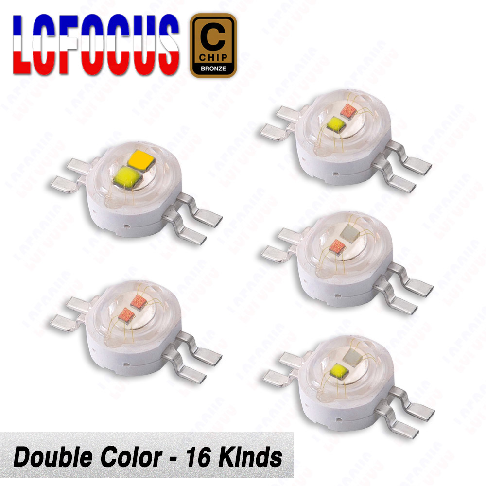 2*1 ワット 2*3 ワット二色ダブルカラー LED 赤緑青黄白紫 COB チップライトビーズスポットライト車のランプ懐中電灯
