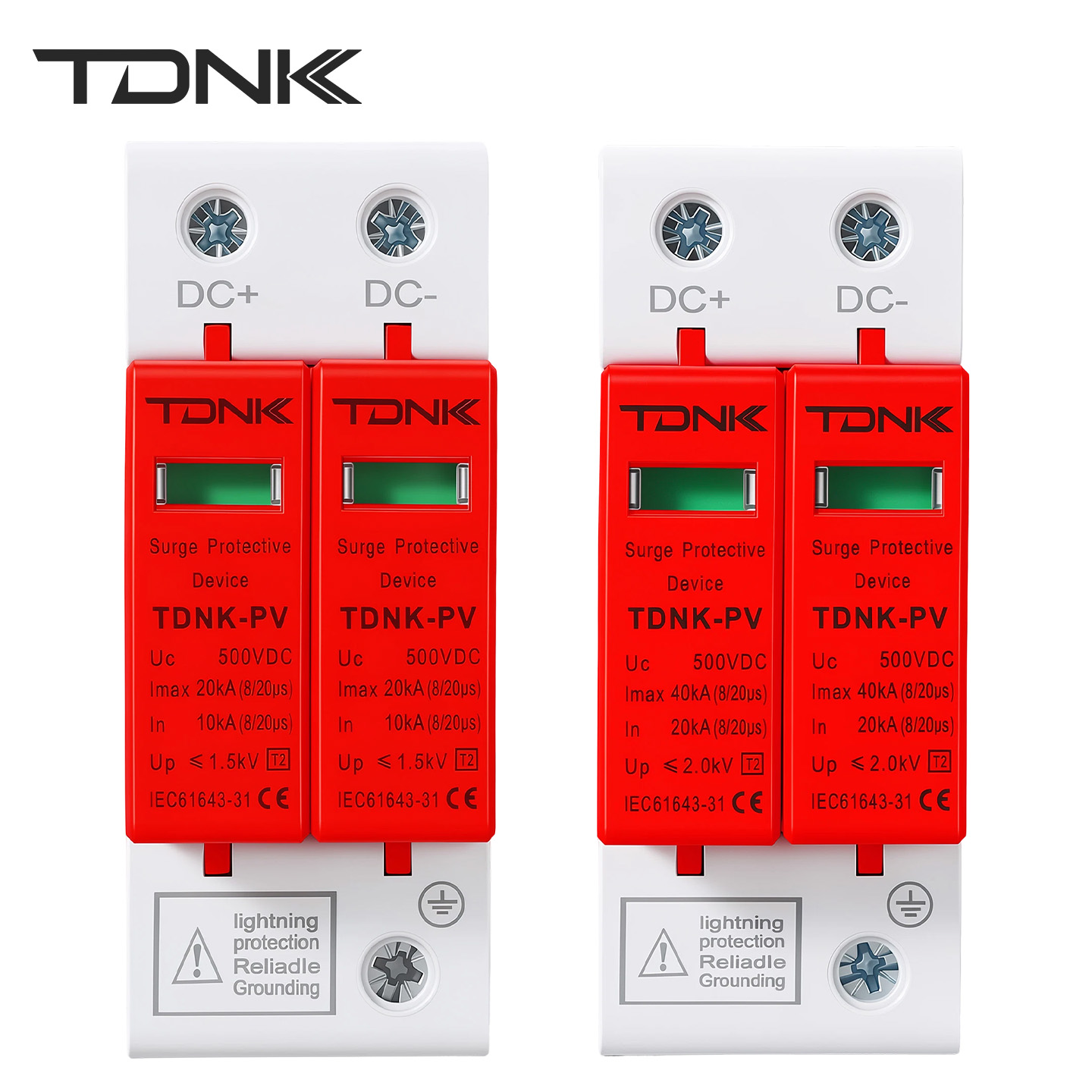 TDNK DC SPD サージ保護デバイス 2P 3P 10-20KA 20-40KA 500V 800V 1000V 1200V 1500V 避雷器太陽光発電システム用