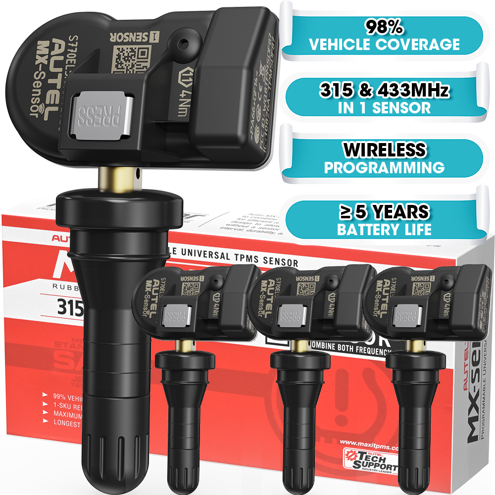 Autel MX センサー 315 433MHz プログラム可能なタイヤ空気圧モニター MX センサー 2-in-1 TPMS センサー事前プログラム済みで簡単に取り付け可能