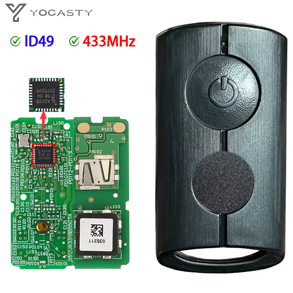 YOCASTY オリジナルオートバイリモコンキーフォブヤマハ XMAX XMAX300 NVX NVX155 AEROX JAUNS QBIX 433MHz ID49 チップ