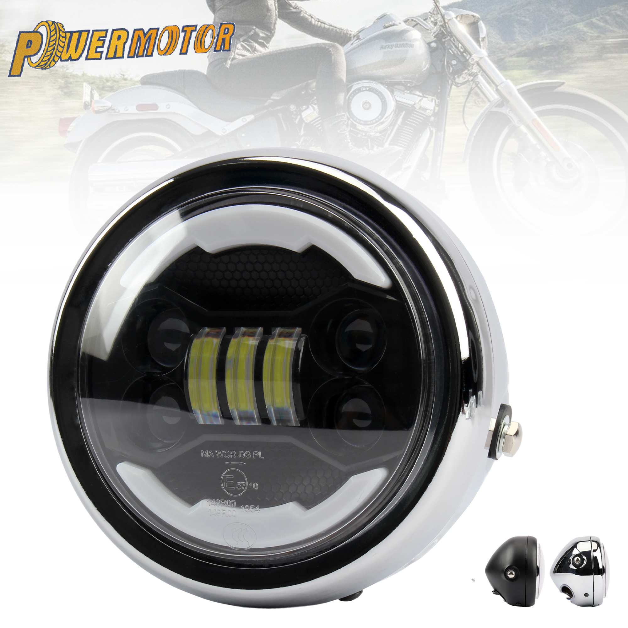 E マーク 5.75 "インチオートバイ LED ヘッドライトアセンブリハーレーダイナ FXD スポーツスター XL1200 XL833 カスタムヘッドランプ取り付けが簡単