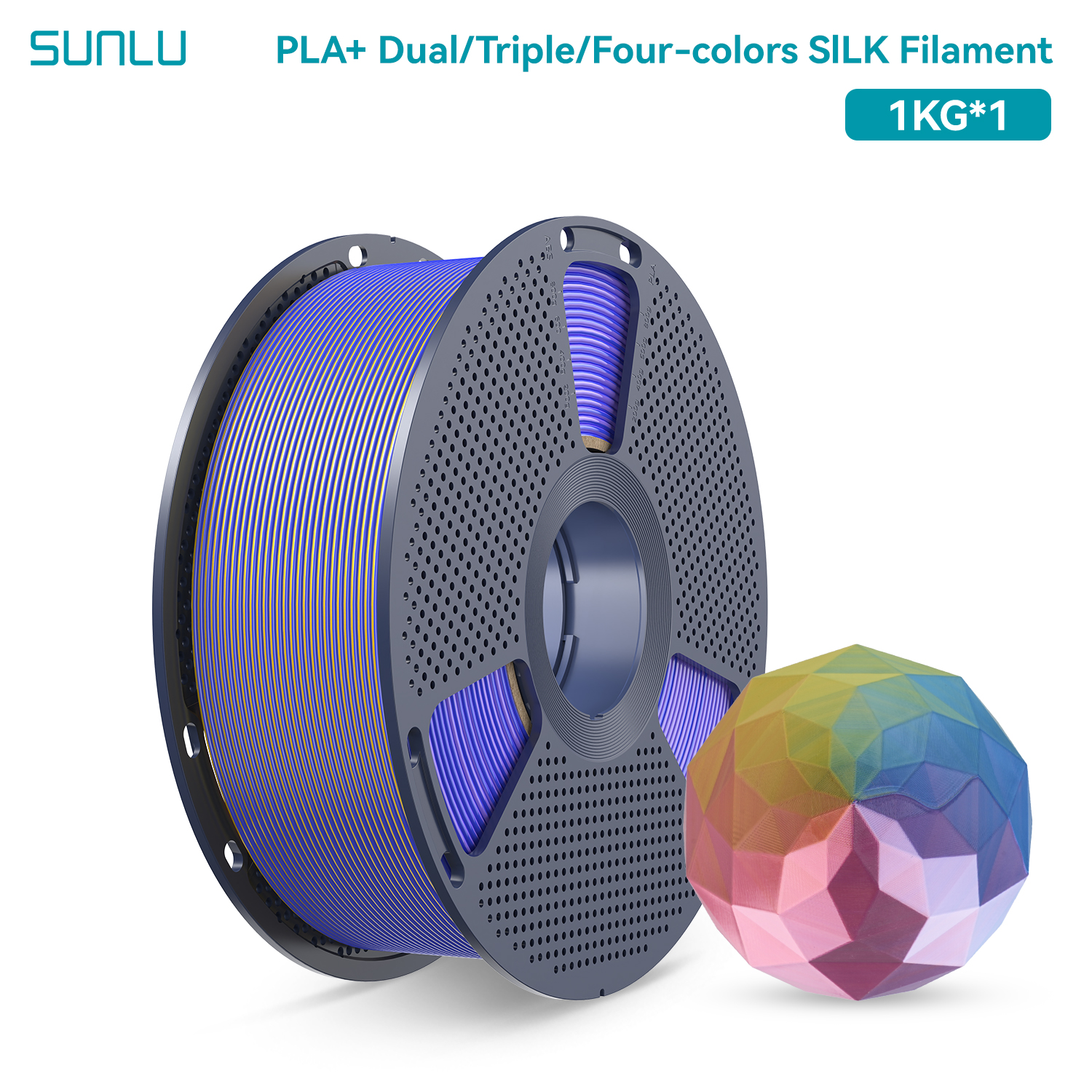 SUNLU シルク Pla プラス 3D プリンタフィラメント 1.75 ミリメートルデュアル/トリプル/フォートーン Pla シルク光沢のあるテクスチャフィラメントと再利用可能なスプール 1 キロ