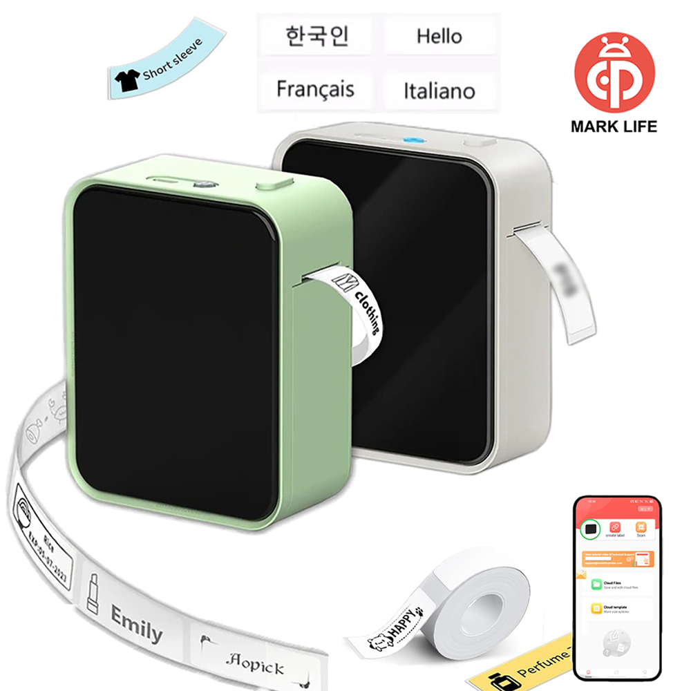 Marklife 感熱ラベルプリンター P15 ミニ Protable Bluetooth ワイヤレスラベルプリンターオフィスキッチン学校ビジネスメーカーに使用