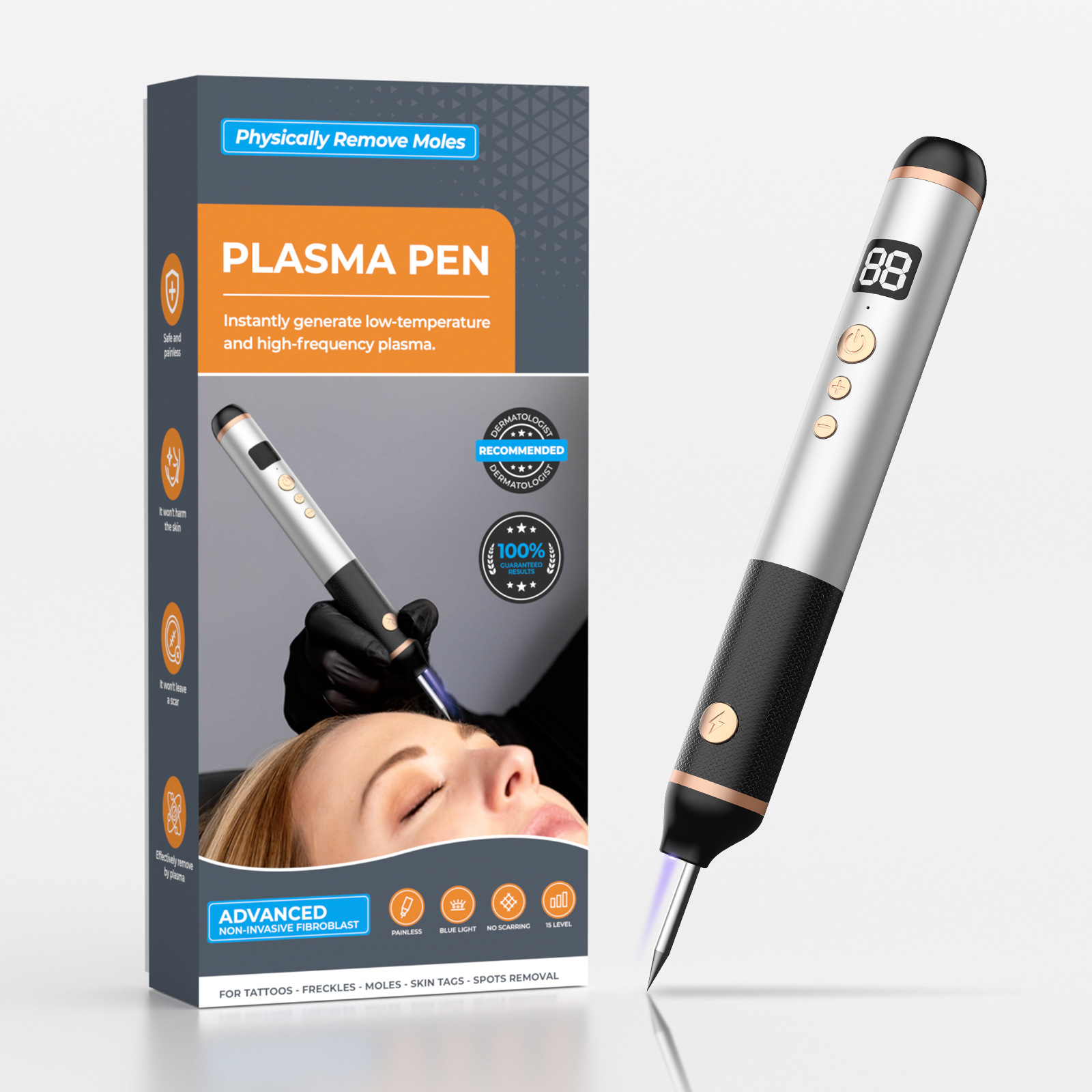 顔美容ツールポータブル 15 レベル無痛プラズマペン皮膚いぼほくろ除去電気焼灼装置顔皮膚消しゴムツール