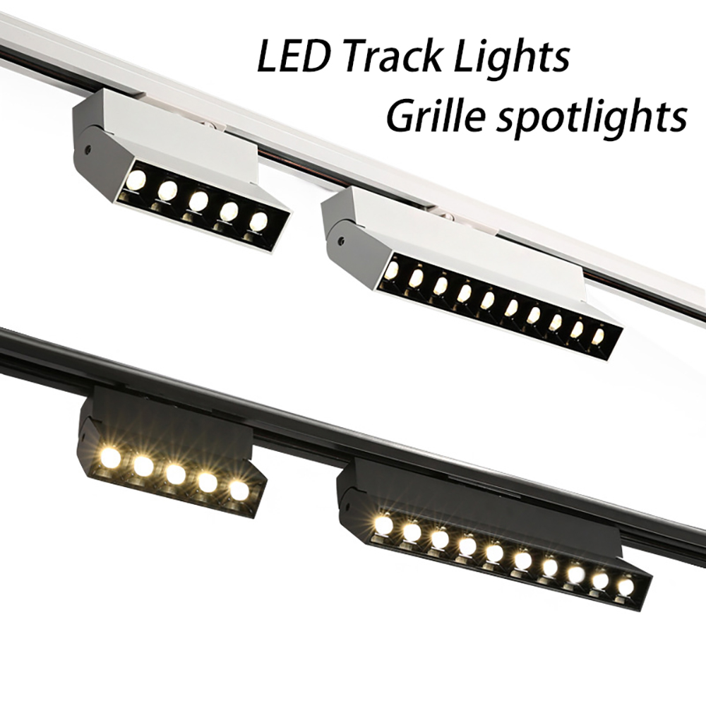 LED トラック ライト スポットライト グリル ライト 表面実装シーリング ライト ブラック ホワイト 10W20W 調光可能な商業家庭用屋内照明