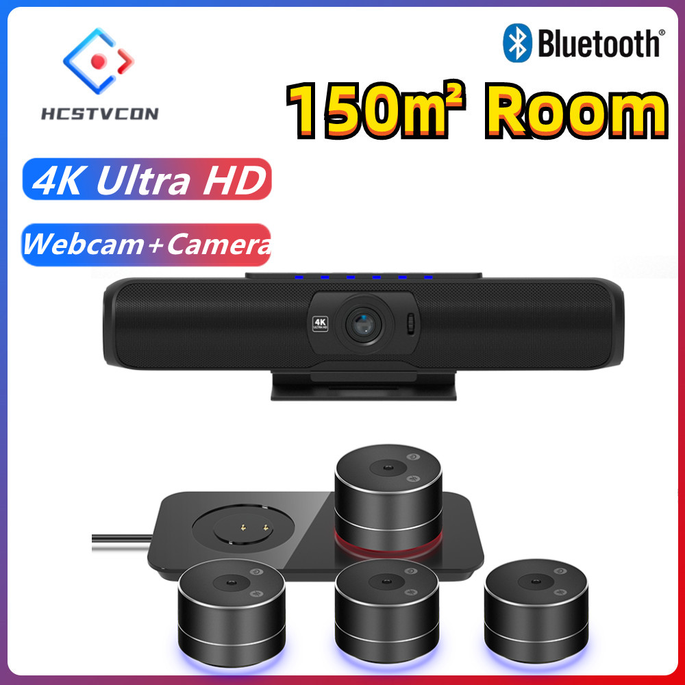 4K Ultra HD ウェブカメラ オールインワンカメラ 4 本ワイヤレスマイクスピーカー付き ビデオ会議スタジオ Youtube ライブストリーミング用