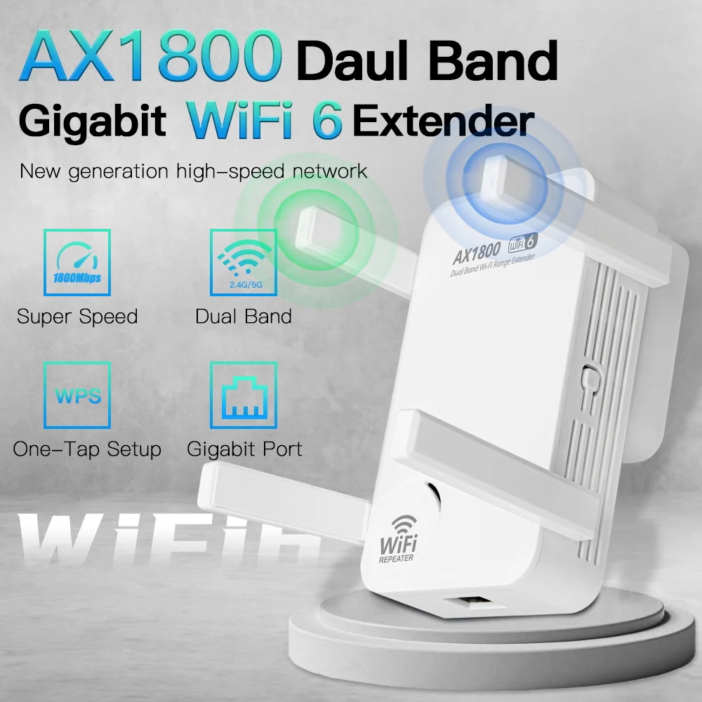 WiFi 6 リピーター 1800Mbps/WiFi 5 1200Mbps エクステンダー デュアルバンド 2.4G