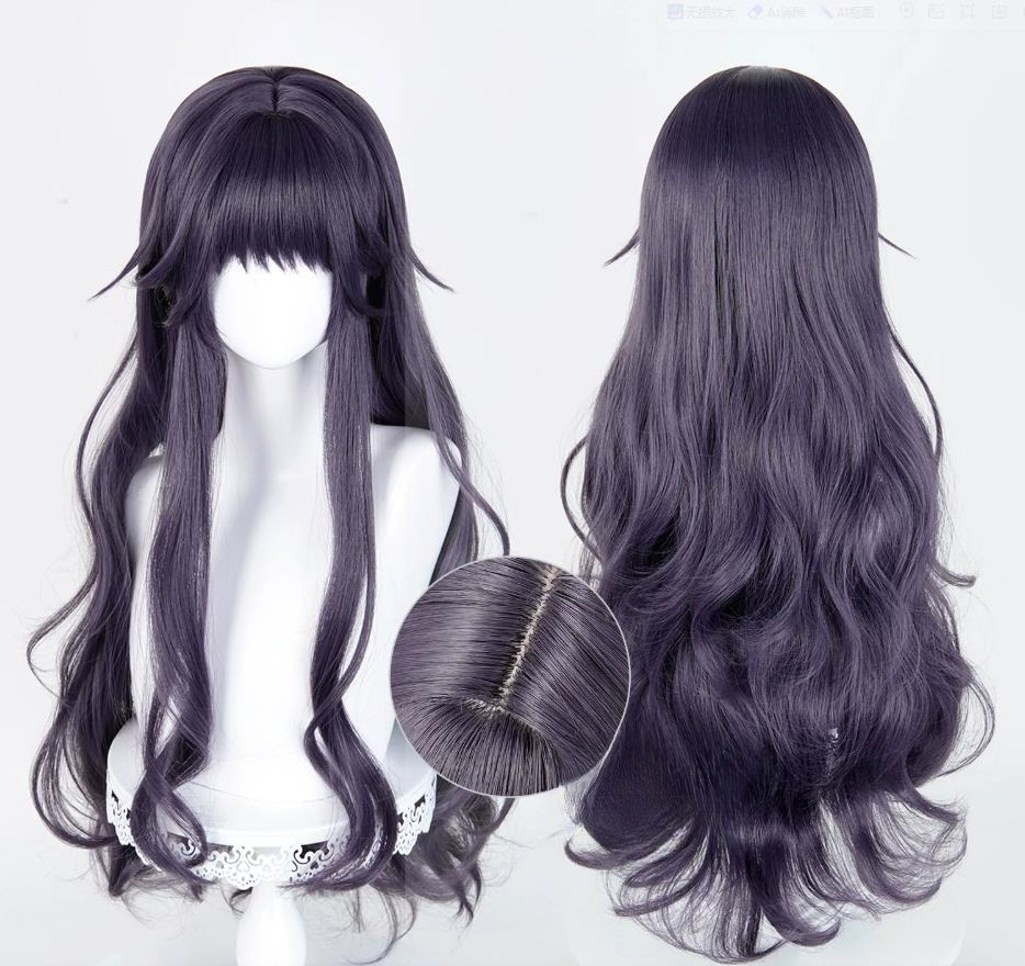 Waguri 薫子コスプレ合成ウィッグロングパープルグレー女性の髪アニメ耐熱ウィッグ用ハロウィンパーティー