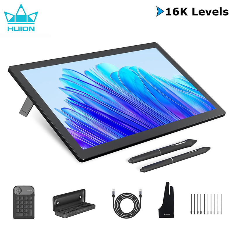 Huion Kamvas Pro 19 4K グラフィックタブレットモニター 18.4 "フィンガータッチスクリーン描画ディスプレイ 16K レベル圧力ペンミニキーボード