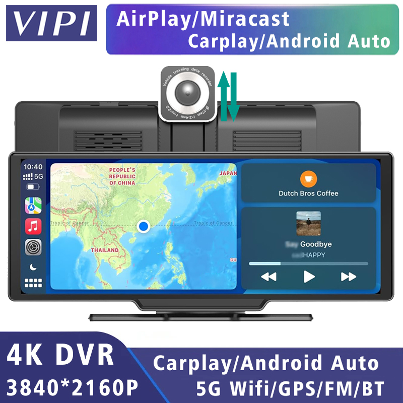 10.26インチ ダッシュカム 4K 3840*2160P 車 Dvr Carplay Android Auto GPS 5G WIFI ストリーム バックミラー ダッシュカムカメラ ドライブレコーダー FM