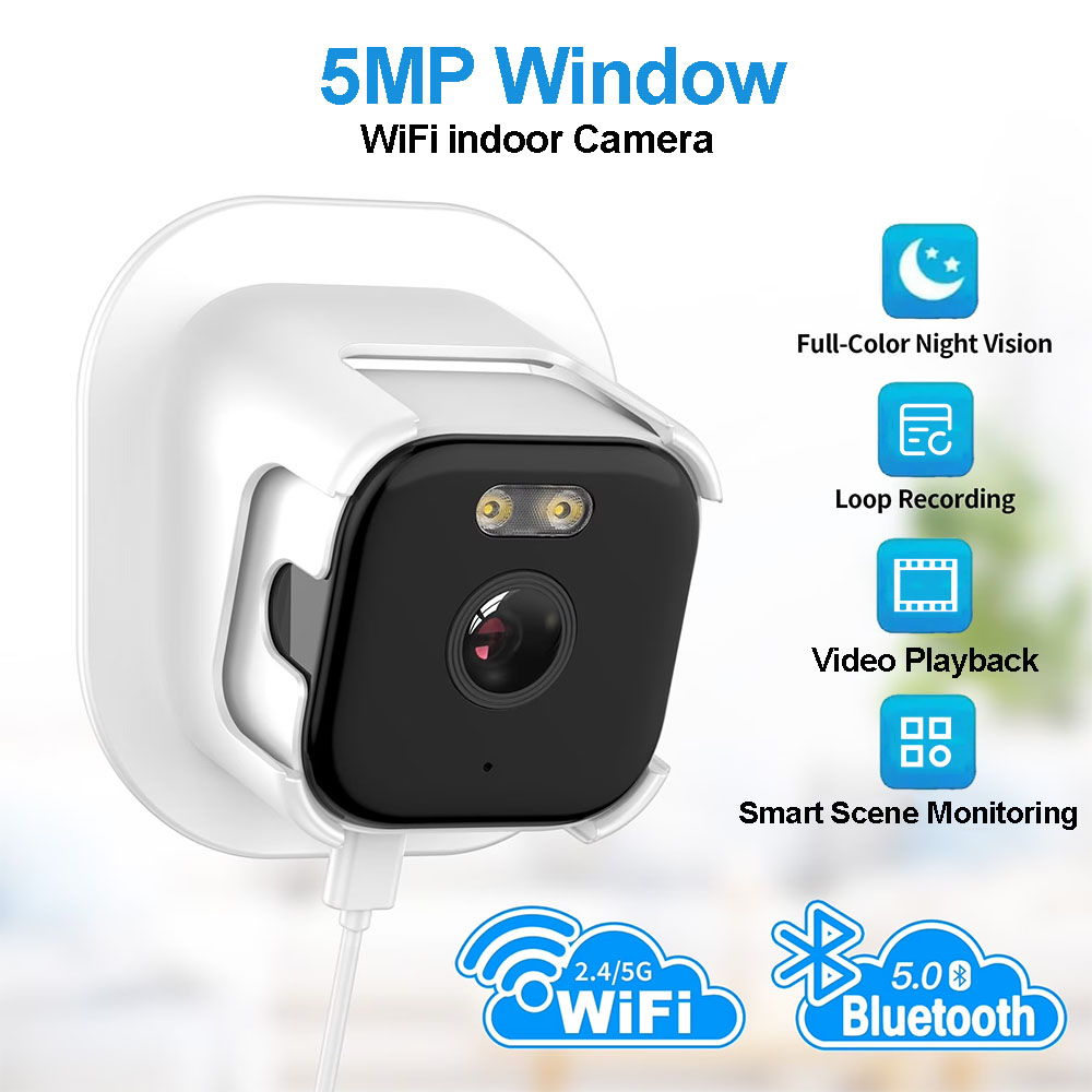 5MP WIFI Window Camera 5GHz Indoor Home Security Color Night Vision Motion Detection Baby Monitor Surveillance Cameras
