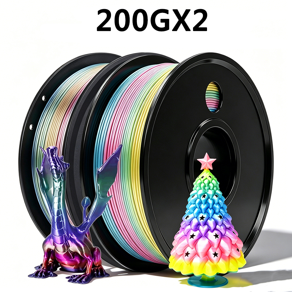 200gx2 PLA シルクマカロン シルクユニバースレインボーフィラメント 3D プリンターフィラメント 1.75 ミリメートル寸法精度 /- 0.02 ミリメートル 3D 印刷フィラメント独立した真空包装
