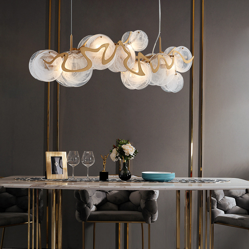 Modern Internet Celebrity Living Room Art Pendant Light Luxury Minimalist Glass Lamp Bedroom Dining Room Long Pendant Light
