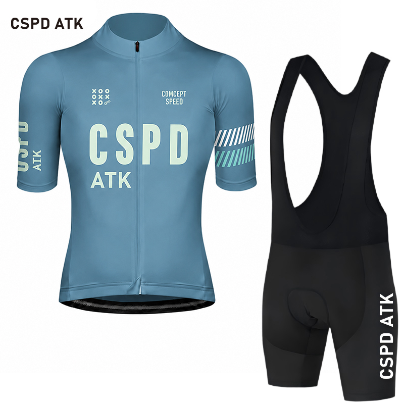 CSPD ATK プロチームサイクリングスーツメンズサイクリングジャージサマーサイクリングよだれかけプロフェッショナルバージョン反射サイクリングトップ