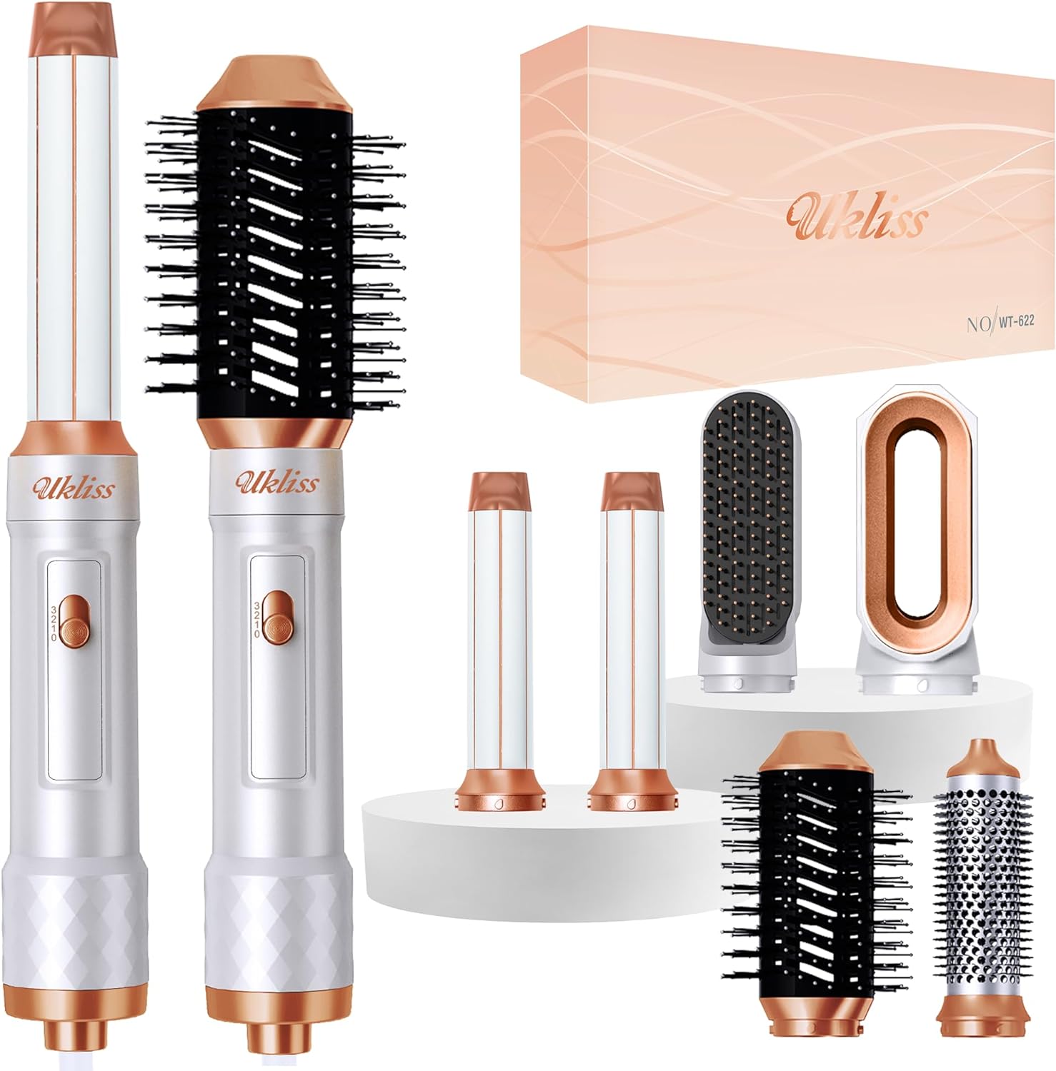 6 in 1 ヘアドライヤーブラシ取り外し可能なブロードライヤーコームイオン熱風ブラシヘアスタイリングツール電気サーマルブラシエアカーラーワンド