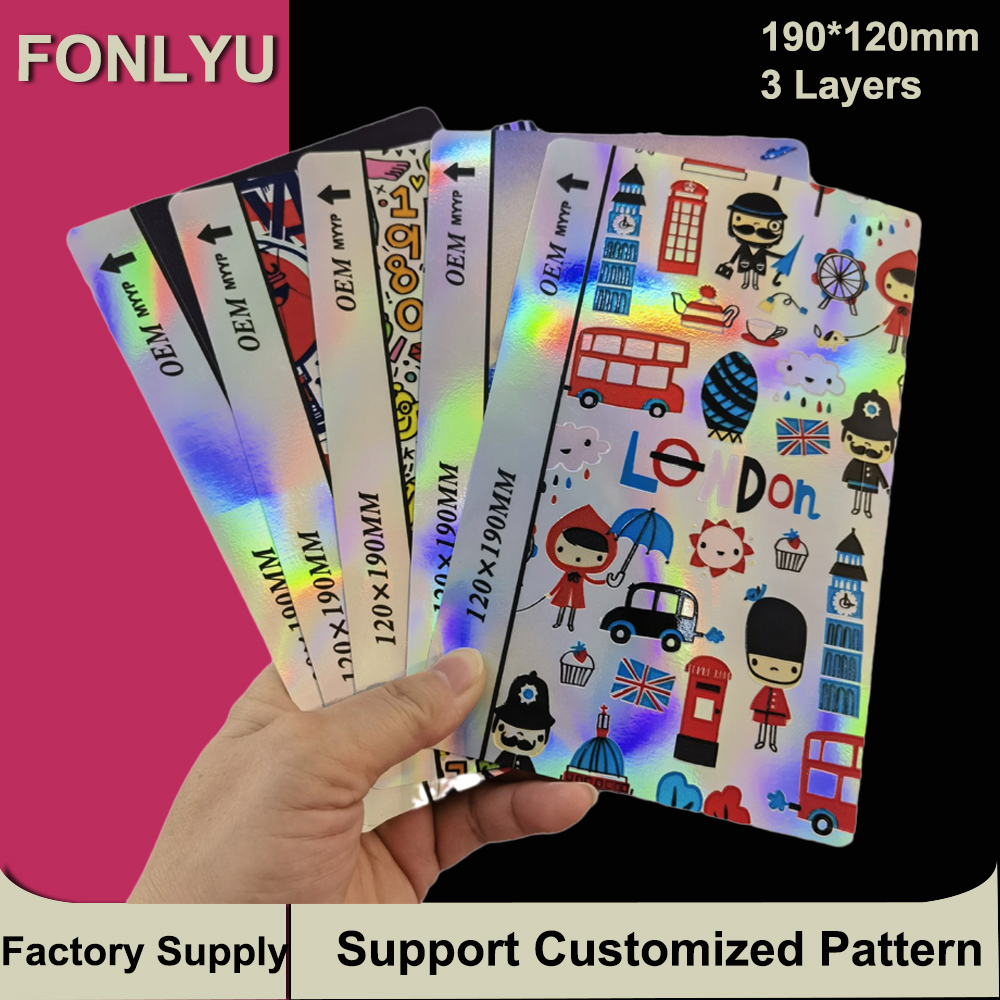 FONLYU 50 個 3D レリーフレーザー光沢のあるバックスキンステッカー携帯電話リアカバー装飾保護フィルム切断機カッター