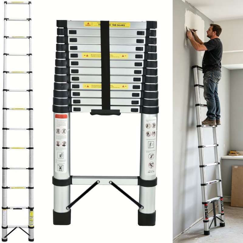 マルチサイズポータブル伸縮はしごセット、ストレート2‑6.3m A‑フレーム1.9/2.5m DIY屋外作業用