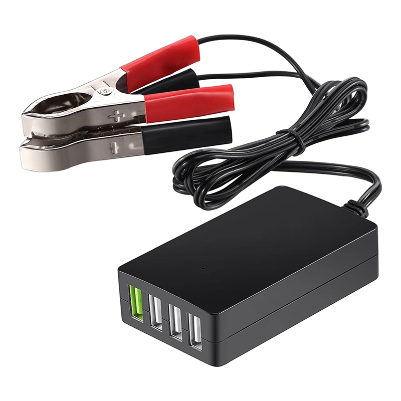 12 V/24 V に 5 V 4 ポート USB 充電器 USB 充電器マルチポート USB 充電器バッテリークリップ付き他のスマートフォン用