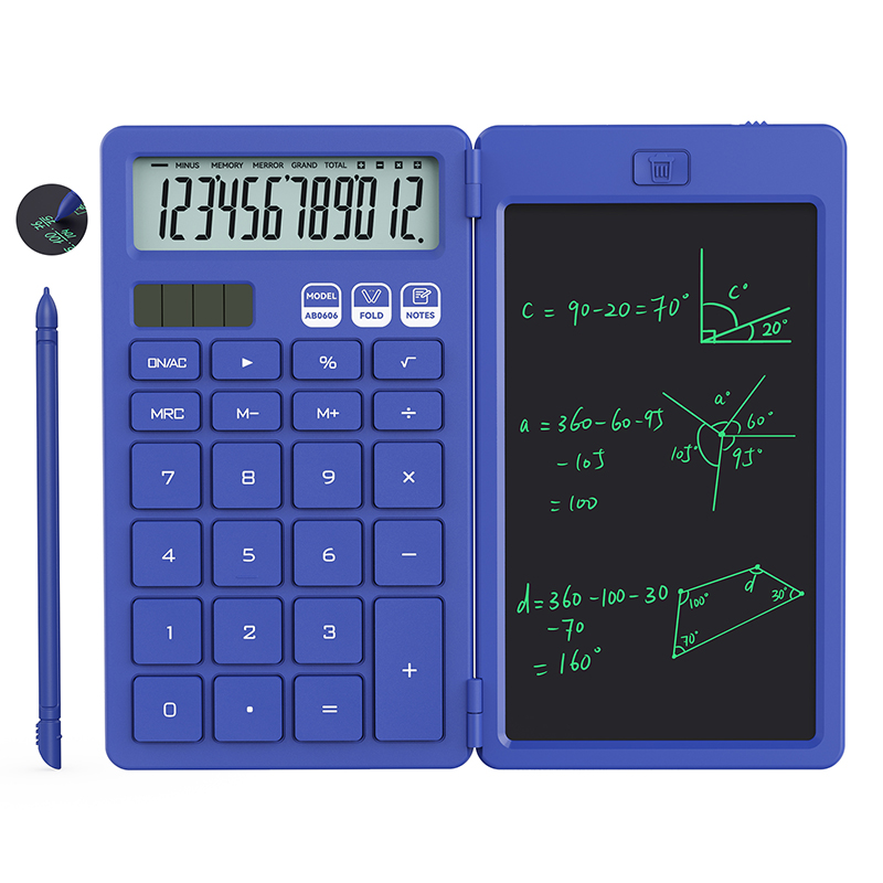 ポータブル基本電卓メモ帳書き込みタブレット 12 桁大型ディスプレイ小中学生向け太陽光発電