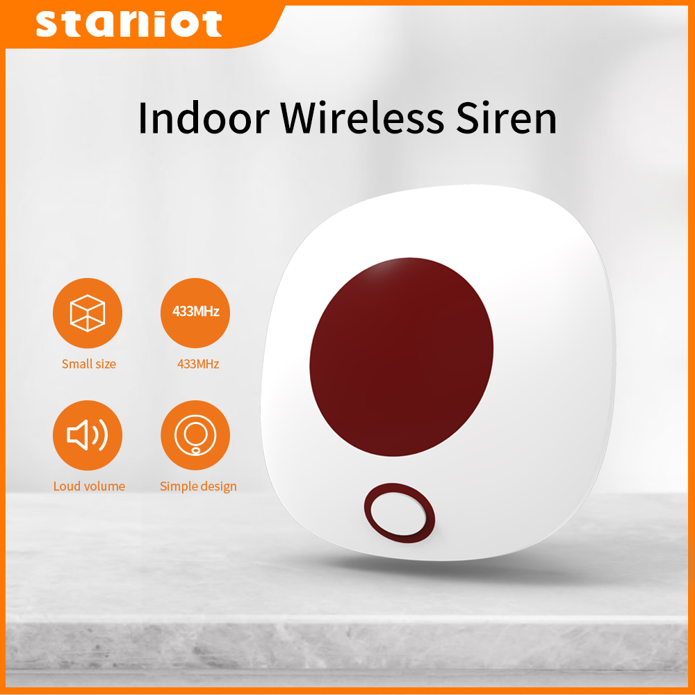 Staniot 屋内ワイヤレスサイレン 433Mhz 盗難ホームセキュリティ警報システム防水フラッシュストロボ高デシベル拡声器