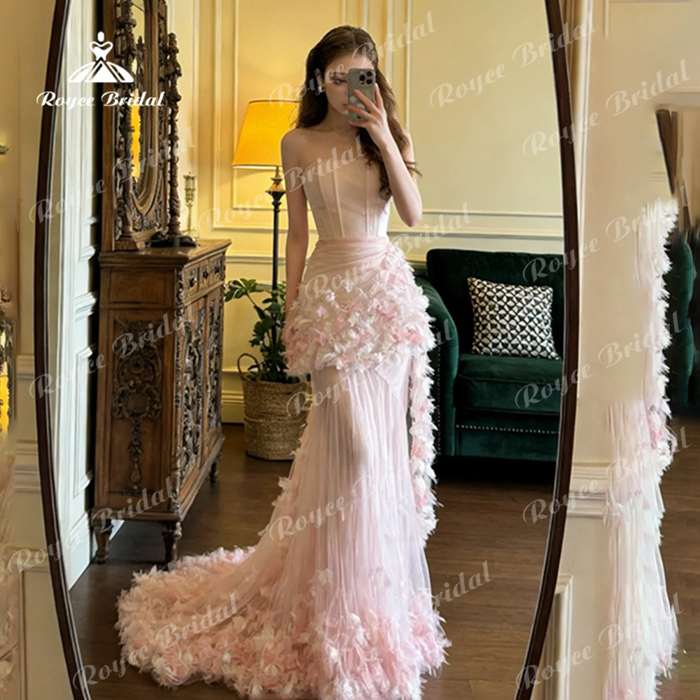 Pastrol Strapless A Line Prom Dress 2026 Ruffles Corset birthday dress 3D Handmade Flowers فساتين سهرة Customized