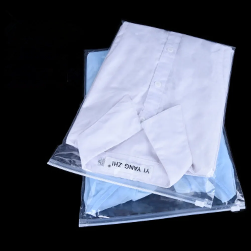 50 個透明プラスチック旅行収納袋スライドジッパーベント服下着 Tシャツ包装パックポーチ再封可能