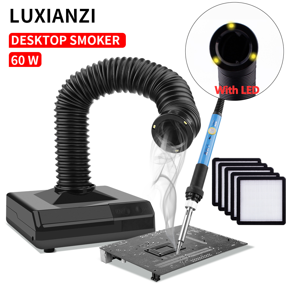 LUXIANZI ヒューム抽出器喫煙器具 LED ライト 220V 活性炭フィルタースポンジはんだごて吸煙器