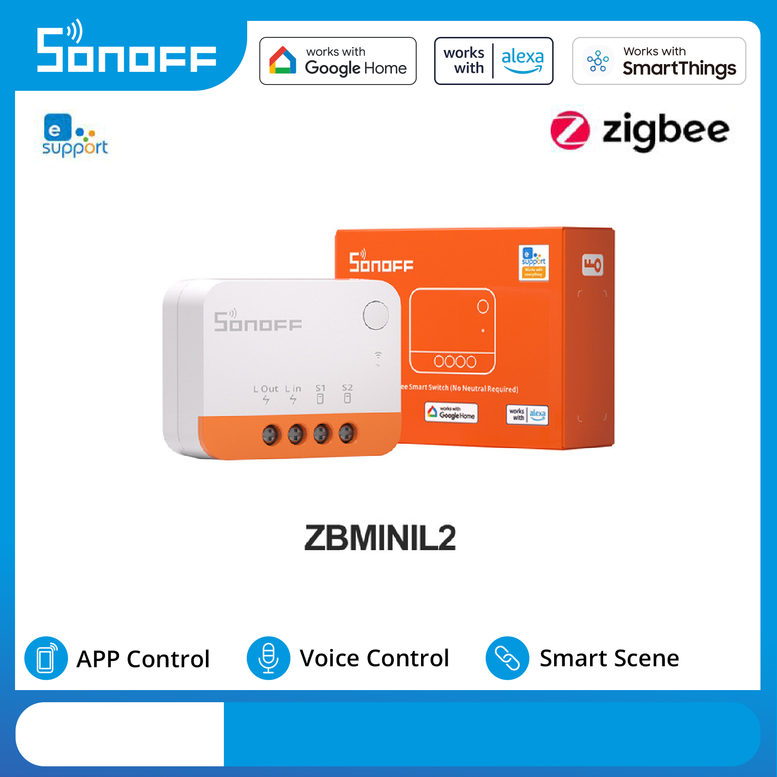 SONOFF ZBMINI-L2 スマート スイッチ モジュール 中性線不要 スマート ホーム 2 方向制御サポート eWeLink APP Alexa Google ホーム