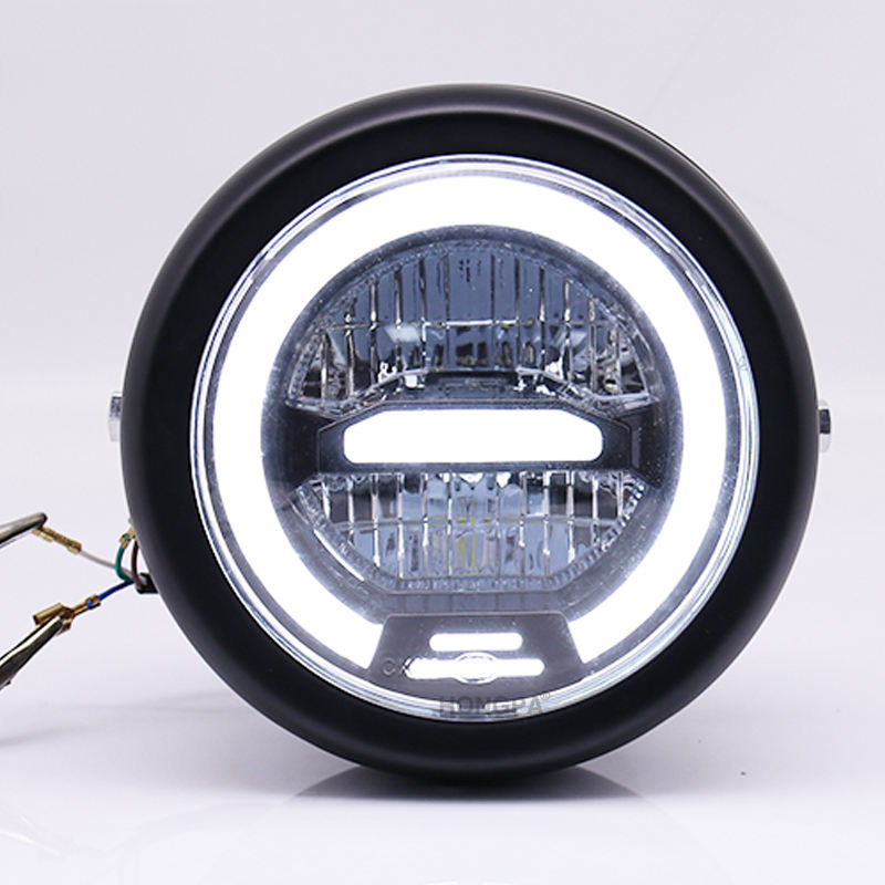 5.75 "LED デイタイムランニングライトレトロ点滅ランプオートバイホンダ CG125 遠近ヘッドライト