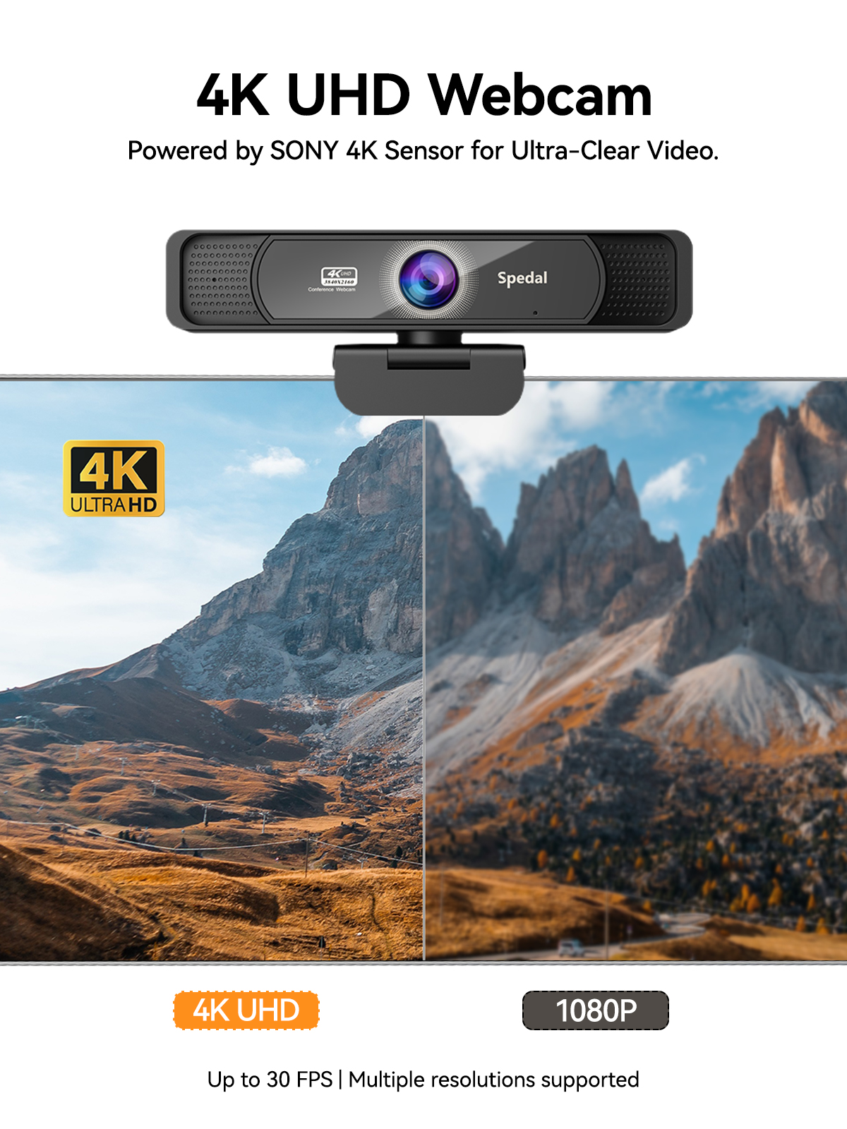 Spedal 931 HD 4K 30fps 120度広角ウェブカメラ マイク付き リモコン付き ストリーミング PC会議 Windows Mac Linux