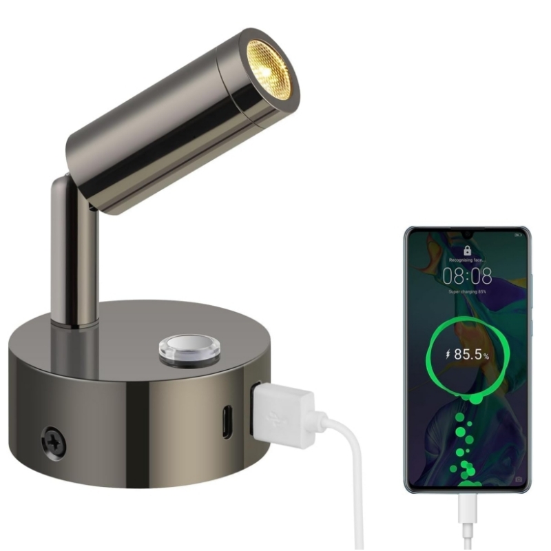 Tokili RV マリン読書灯 触覚調光器付き、デュアル USB ポート (A/C)、12/24V 調光可能スポットライト トラック トレーラー キャンピングカーのベッド用