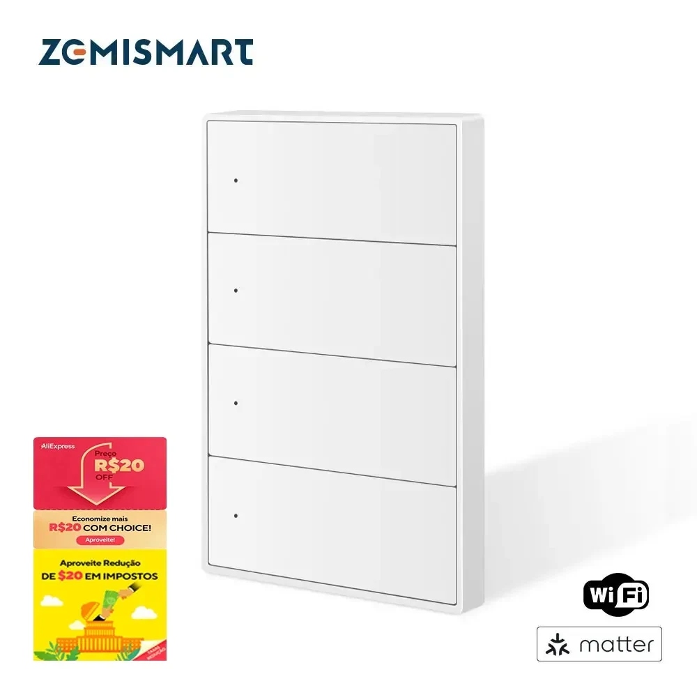 Zemismart Matter WiFi 1 2 3 4 6 ギャングスマートウォールライトスイッチニュートラル必須大きなボタン SmartThings アプリホームキット制御
