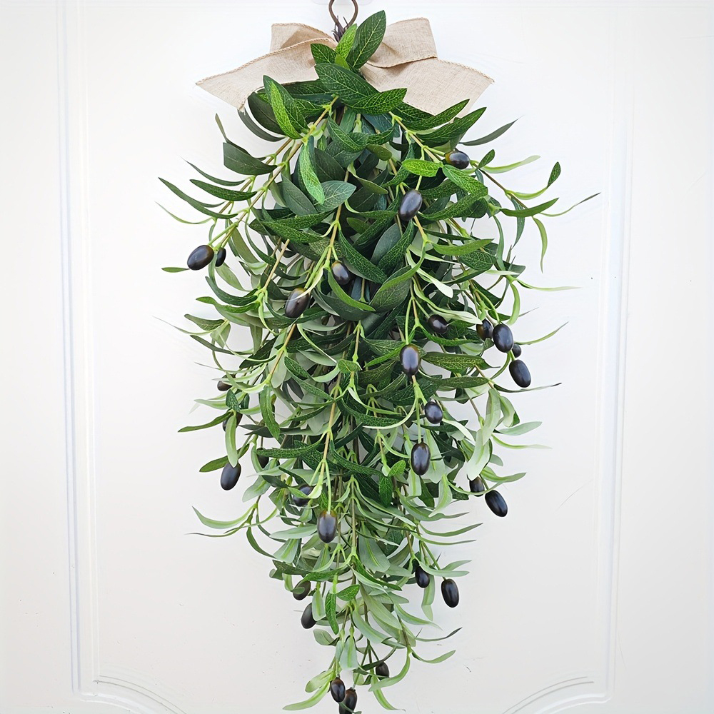 60 センチメートルロング人工吊り植物偽オリーブ植物つるプラスチック緑の壁の葉熱帯アイビー家庭菜園結婚式の装飾