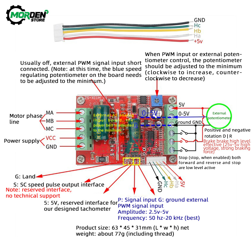 DC 6-60V 400 ワット BLDC 三相 DC ブラシレスモーターコントローラー PWM ホールモーター制御ドライバーボード 12V 24V 48V