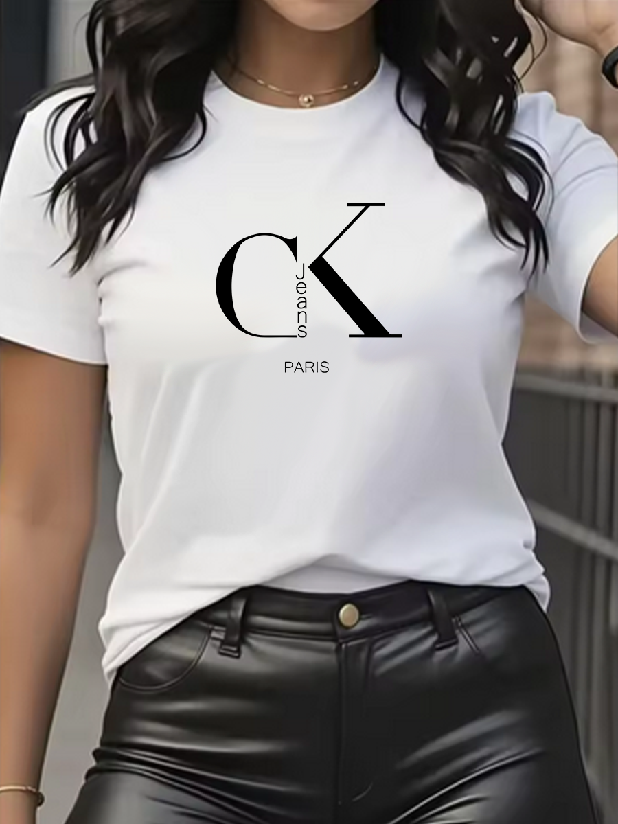 夏の高級ブランドファッション漫画レタープリントクルーカラー服半袖 Tシャツトレンド女性の夏 Y2K トップ