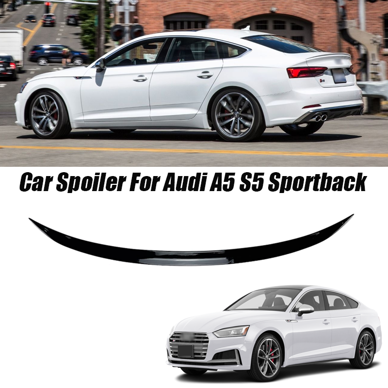 アウディアクセサリー A5 S5 RS5 4dr スポーツバック車のリアルーフトランクスポイラーウイングブーツリップ光沢のある黒ゴム