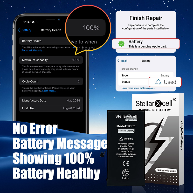 StellarXcell 診断バッテリー Show100 Healthy Show 正規品 iPhone12 13 14 15 Mini Plus Pro Promax 用 無料ツール付き