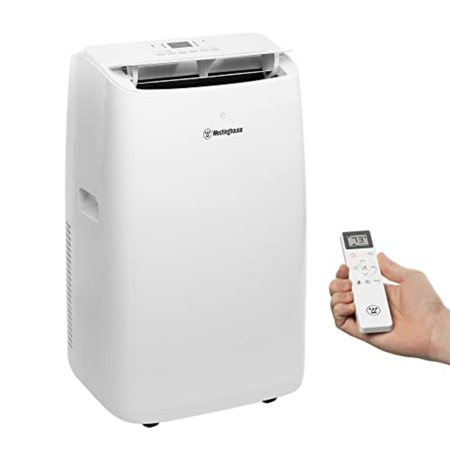 最大 700 平方フィートの部屋用のポータブル AC、除湿器付きの白いプラスチック製ユニット、スマート アプリ コントロール、3 速ファン、プログラム可能なタイマー